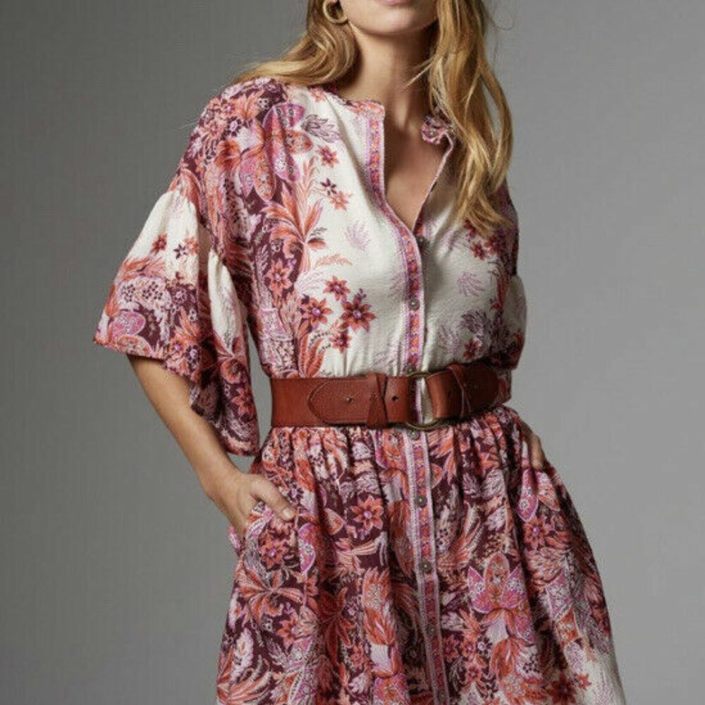 Anthropologie Janelle Floral Tunic Dress Sz M